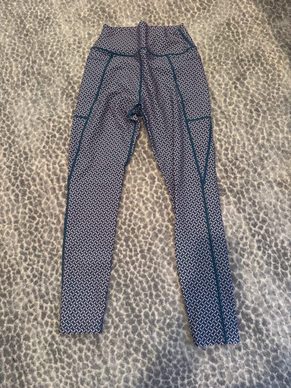 Addison Bay Patterned High-Waist Leggings in Navy and pink